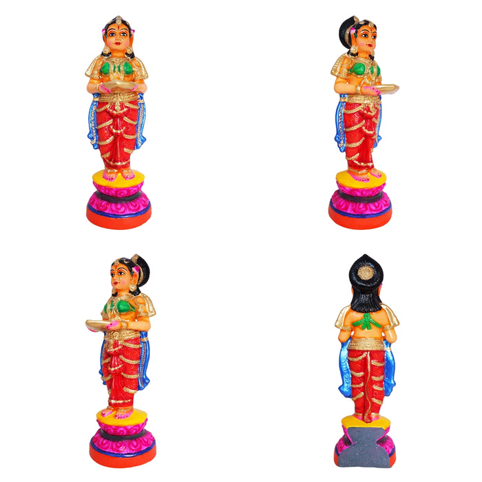 Pavai Vilakku Paper Mache Golu Bommai Pair - 24 X 7 Inches | Giri Golu Doll/ Navaratri Gombe/ Navratri Decor
