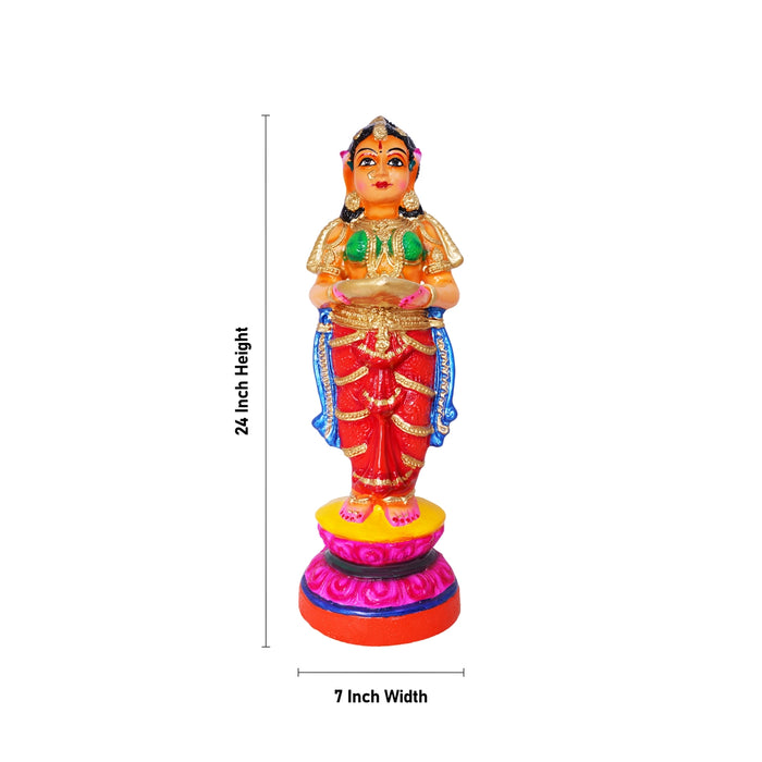 Pavai Vilakku Paper Mache Golu Bommai Pair - 24 X 7 Inches | Giri Golu Doll/ Navaratri Gombe/ Navratri Decor