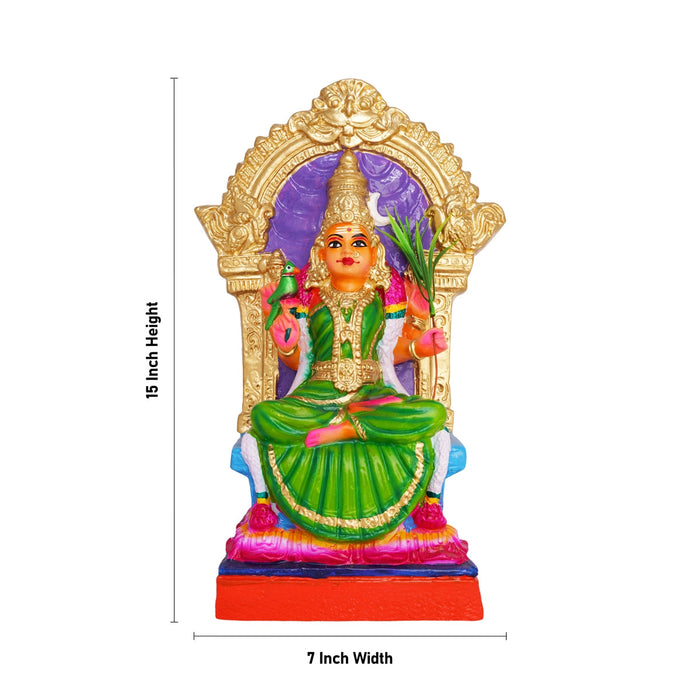 Kamakshi Idol Paper Mache Golu Bommai - 15 X 7 Inches | Navaratri Gombe/ Giri Golu Doll/ Navratri Decor