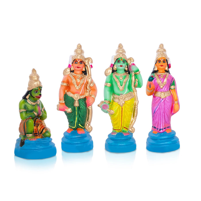 Ramar Clay Golu Bommai Set - 9 x 3.5 Inches | 4 Pcs/ Giri Golu Doll/ Navaratri Golu Bommalu/ Dasara Doll