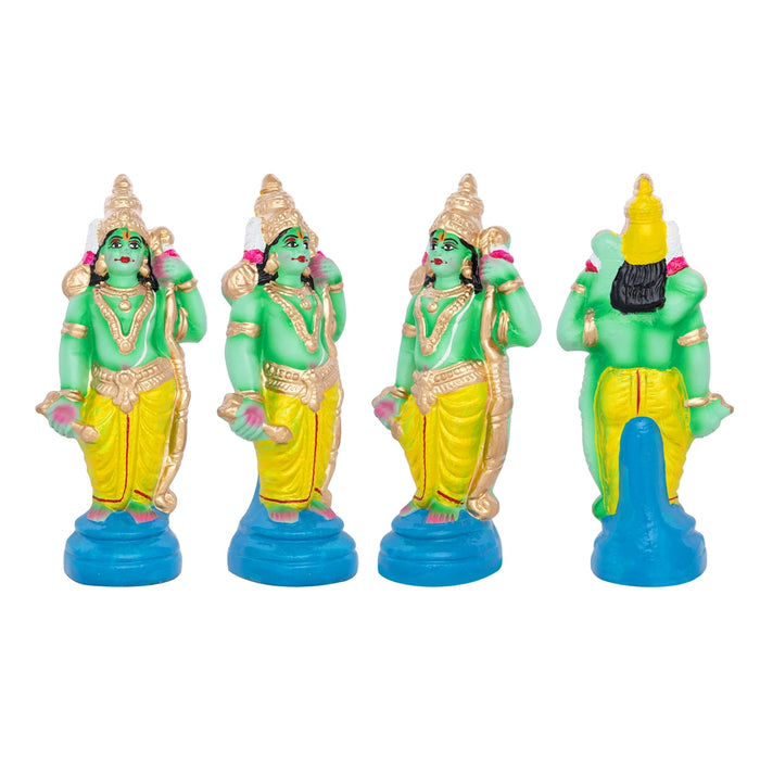 Ramar Clay Golu Bommai Set - 9 x 3.5 Inches | 4 Pcs/ Giri Golu Doll/ Navaratri Golu Bommalu/ Dasara Doll