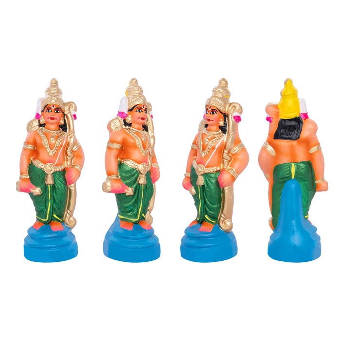Ramar Clay Golu Bommai Set - 9 x 3.5 Inches | 4 Pcs/ Giri Golu Doll/ Navaratri Golu Bommalu/ Dasara Doll
