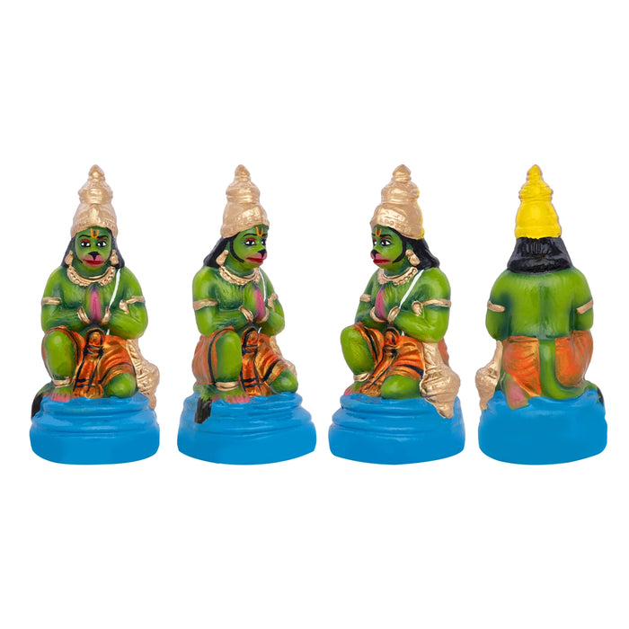 Ramar Clay Golu Bommai Set - 9 x 3.5 Inches | 4 Pcs/ Giri Golu Doll/ Navaratri Golu Bommalu/ Dasara Doll