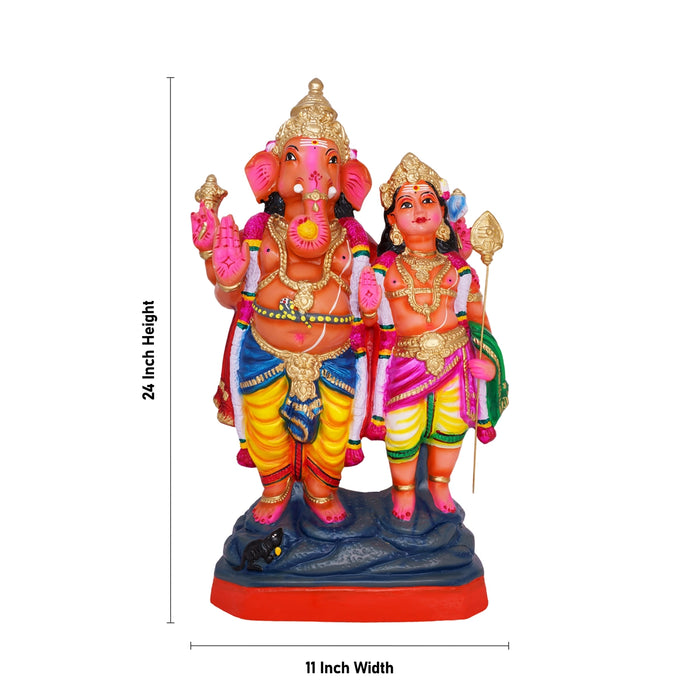 Ganesh Muruga Paper Mache Golu Bommai - 24 X 11 Inches | Giri Golu Doll/ Navaratri Gombe/ Navratri Decor