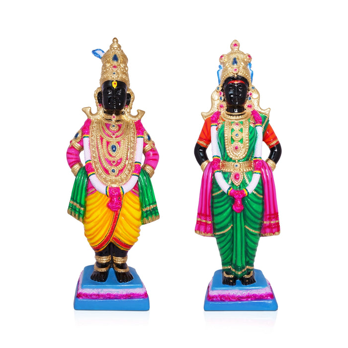 Vitthal Rukmini Murti Paper Mache Golu Bommai Pair- 32X8 Inches | Giri Golu Doll/Navaratri Gombe/Navratri Decor