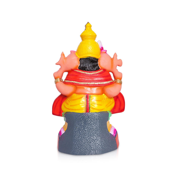 Ganesh Murti Sitting On Base- 20 X 8.5 Inches | Paper Mache Vinayaka Statue/Ganpati Murti For Ganapati Chaturthi