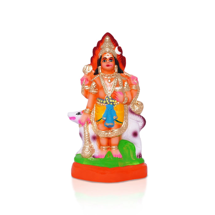 Bhairavar Clay Golu Bommai - 10 x 5.5 Inches | Giri Kolu Bommai/ Navaratri Gombe / Dasara Doll