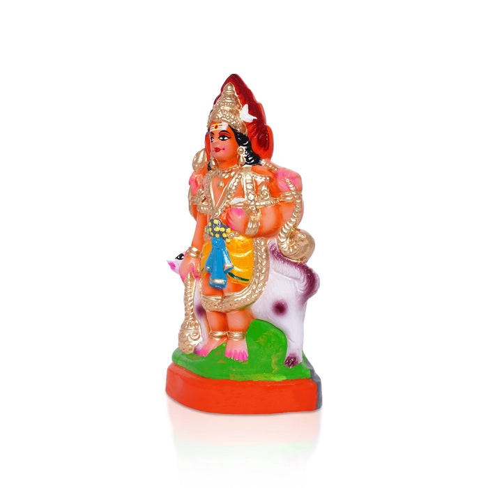 Bhairavar Clay Golu Bommai - 10 x 5.5 Inches | Giri Kolu Bommai/ Navaratri Gombe / Dasara Doll