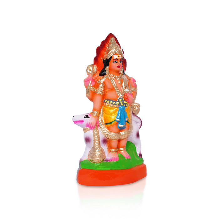 Bhairavar Clay Golu Bommai - 10 x 5.5 Inches | Giri Kolu Bommai/ Navaratri Gombe / Dasara Doll