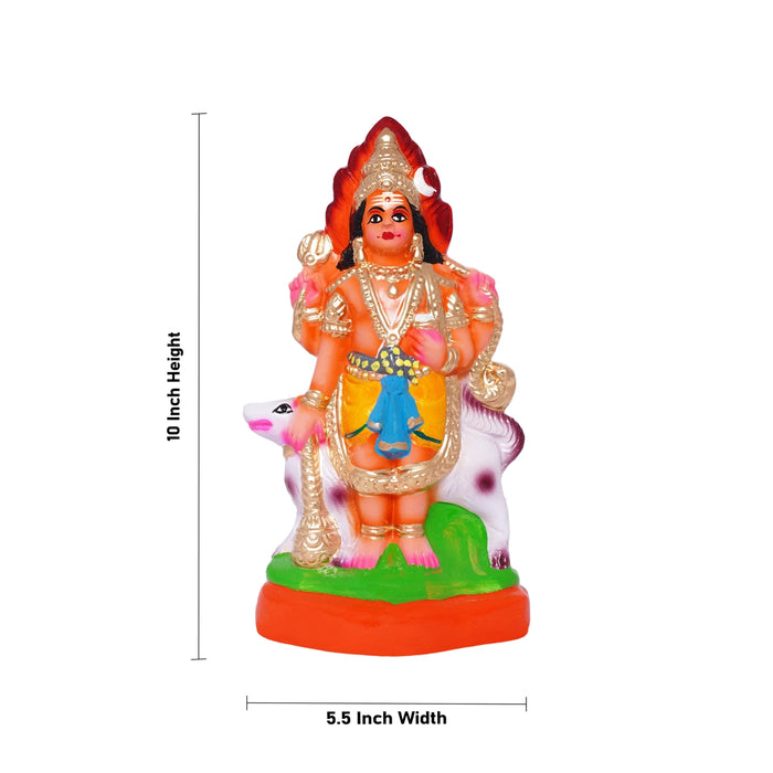Bhairavar Clay Golu Bommai - 10 x 5.5 Inches | Giri Kolu Bommai/ Navaratri Gombe / Dasara Doll