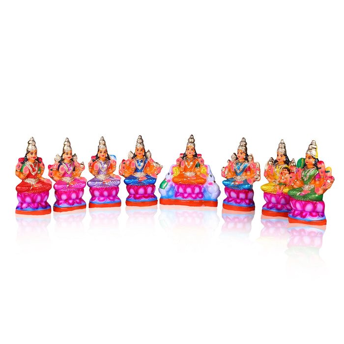 Ashtalakshmi Clay Golu Bommai Set - 9 x 7 Inches | Giri Golu Doll/ Navaratri Golu Bomma/Gombe/Bommai