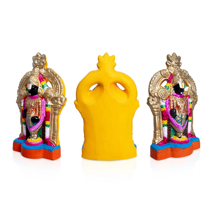 Perumal Thayar Clay Golu Bommai Pair - 10.5 x 6.5 Inches | Giri Golu Doll/ Navaratri Golu Bomma/ Gombe/ Bommai