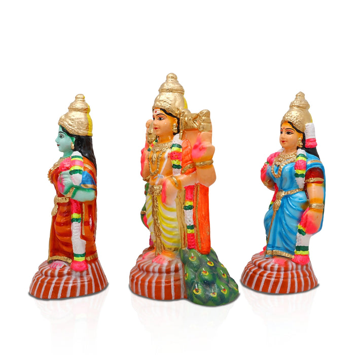 Murugar Clay Golu Bommai Set - 13 x 9 Inches | 3 Pcs/ Giri Golu Doll/ Navaratri Golu Bomma/ Bommalu