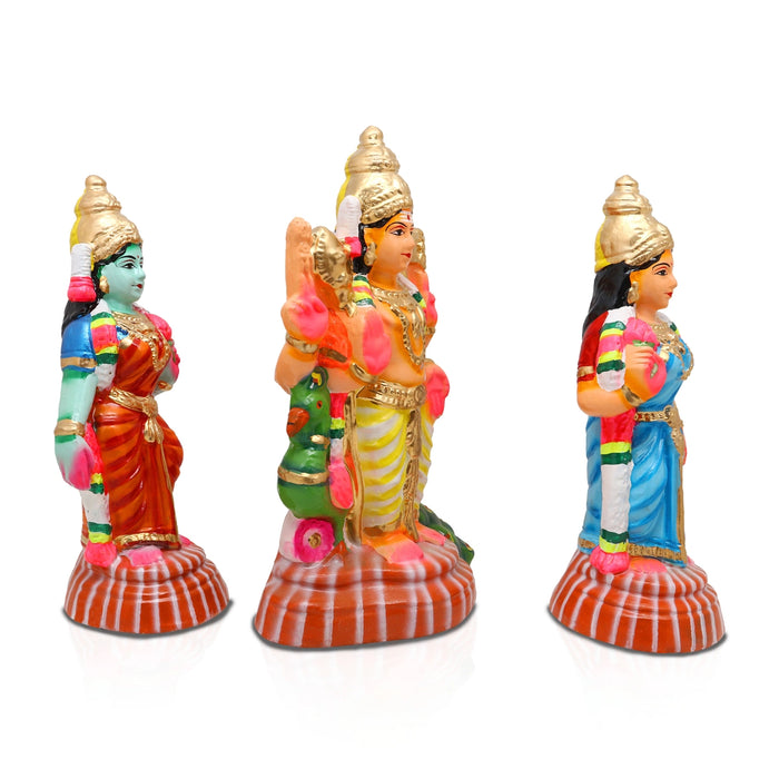 Murugar Clay Golu Bommai Set - 13 x 9 Inches | 3 Pcs/ Giri Golu Doll/ Navaratri Golu Bomma/ Bommalu