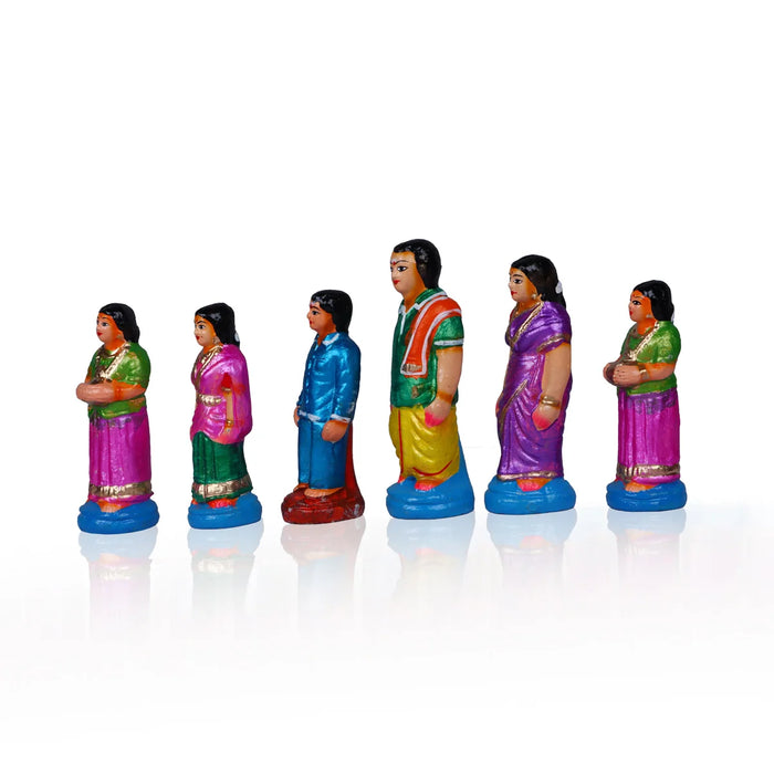 Kalyanam Clay Golu Bommai Set - 6.5 x 3 Inches | Giri Golu Doll/ Navaratri Golu Bomma/Gombe/Bommai