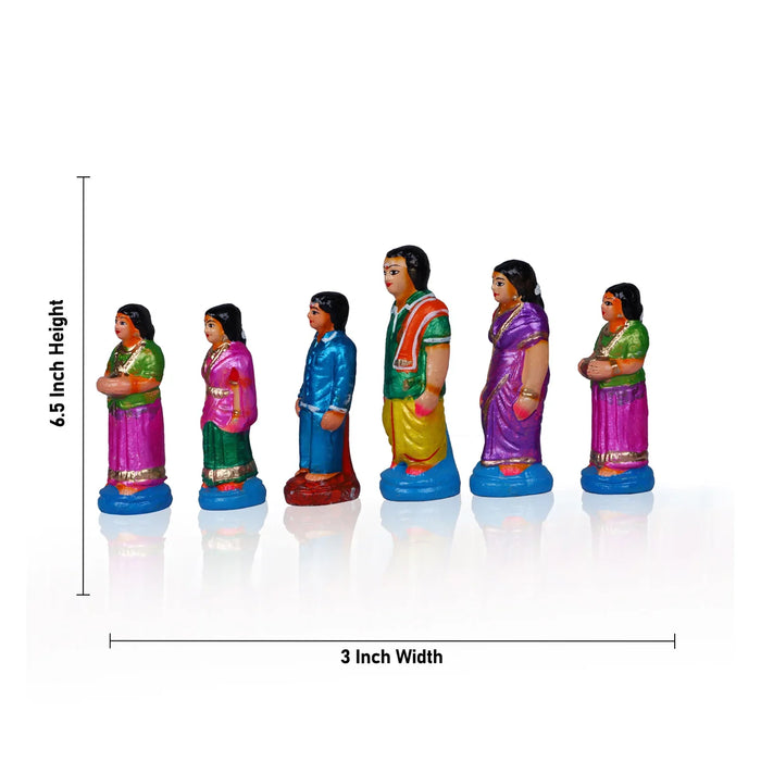 Kalyanam Clay Golu Bommai Set - 6.5 x 3 Inches | Giri Golu Doll/ Navaratri Golu Bomma/Gombe/Bommai