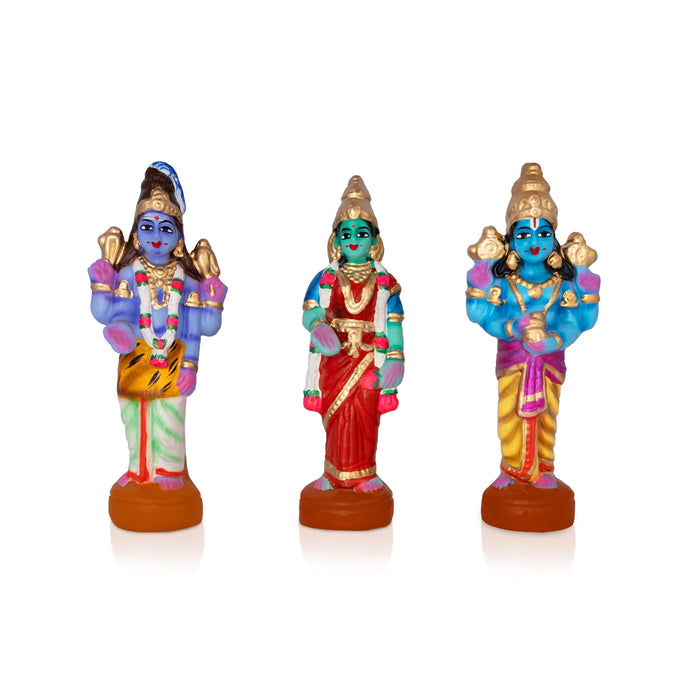 Meenakshi Kalyanam Clay Golu Bommai Set - 7 x 3 Inches | 13 Pcs/ Giri Golu Doll/ Navaratri Kolu Bomma/ Dasara Doll
