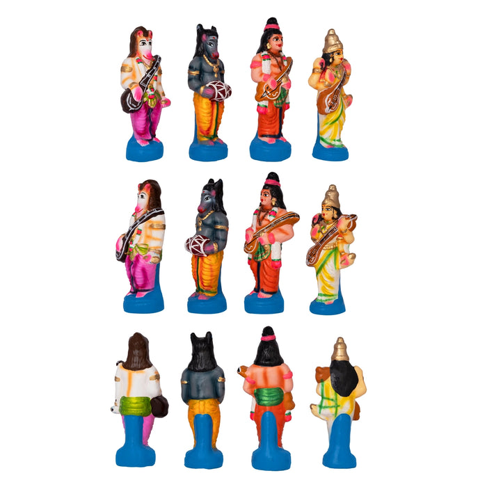 Meenakshi Kalyanam Clay Golu Bommai Set - 7 x 3 Inches | 13 Pcs/ Giri Golu Doll/ Navaratri Kolu Bomma/ Dasara Doll