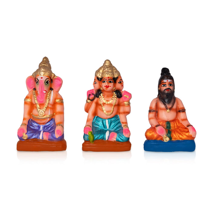 Meenakshi Kalyanam Clay Golu Bommai Set - 7 x 3 Inches | 13 Pcs/ Giri Golu Doll/ Navaratri Kolu Bomma/ Dasara Doll