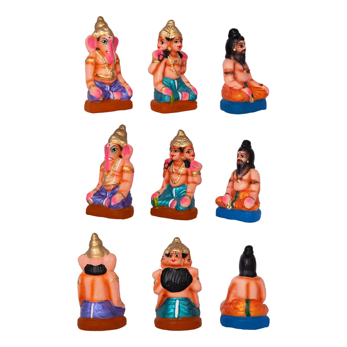 Meenakshi Kalyanam Clay Golu Bommai Set - 7 x 3 Inches | 13 Pcs/ Giri Golu Doll/ Navaratri Kolu Bomma/ Dasara Doll