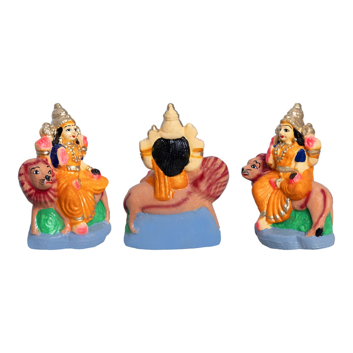 Lakshmi Saraswathi Durga Clay Golu Bommai Set - 5 x 4 inches | Giri Golu Doll / Navaratri Golu Bomma / Bommalu