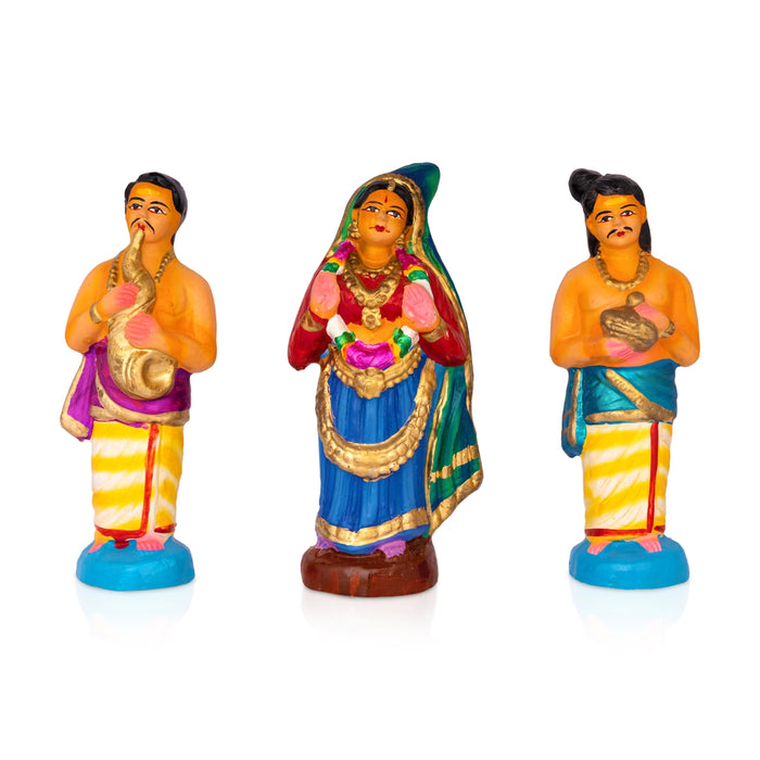 Kathakali Clay Golu Bommai Set - 9 x 3 Inches | Giri Golu Doll/ Navaratri Golu Bomma/ Gombe/ Bommai