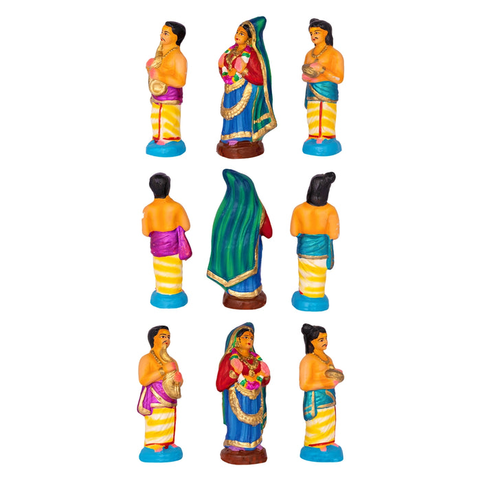 Kathakali Clay Golu Bommai Set - 9 x 3 Inches | Giri Golu Doll/ Navaratri Golu Bomma/ Gombe/ Bommai