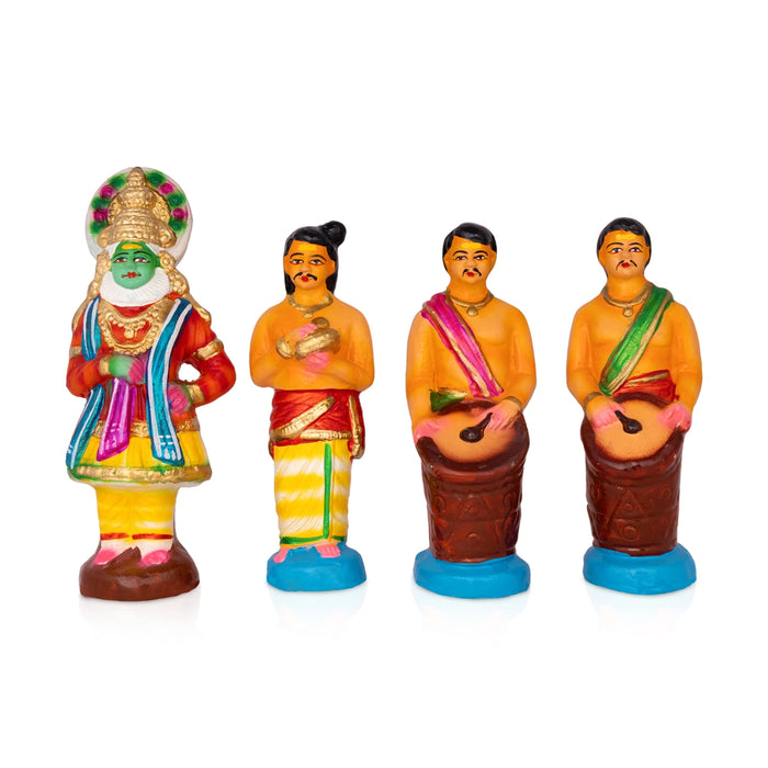 Kathakali Clay Golu Bommai Set - 9 x 3 Inches | Giri Golu Doll/ Navaratri Golu Bomma/ Gombe/ Bommai