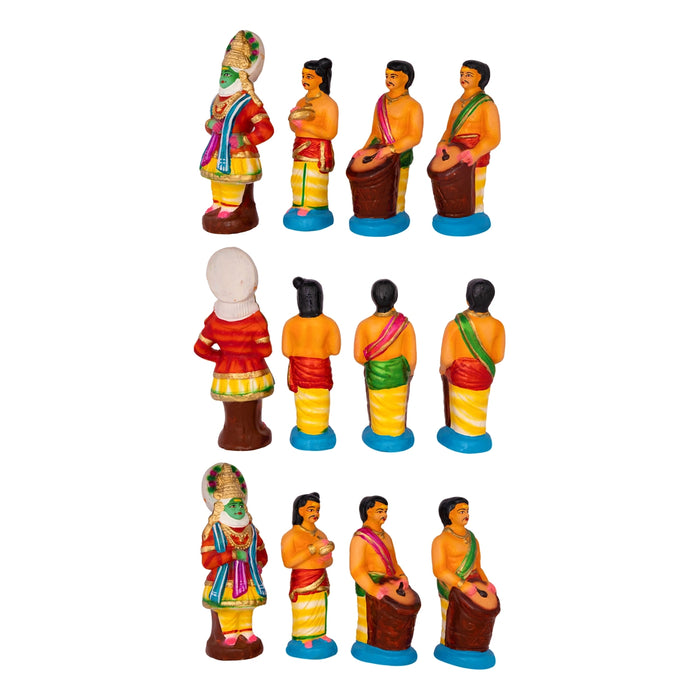 Kathakali Clay Golu Bommai Set - 9 x 3 Inches | Giri Golu Doll/ Navaratri Golu Bomma/ Gombe/ Bommai
