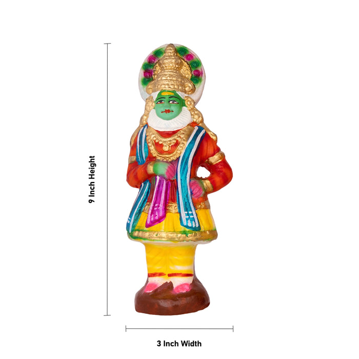 Kathakali Clay Golu Bommai Set - 9 x 3 Inches | Giri Golu Doll/ Navaratri Golu Bomma/ Gombe/ Bommai