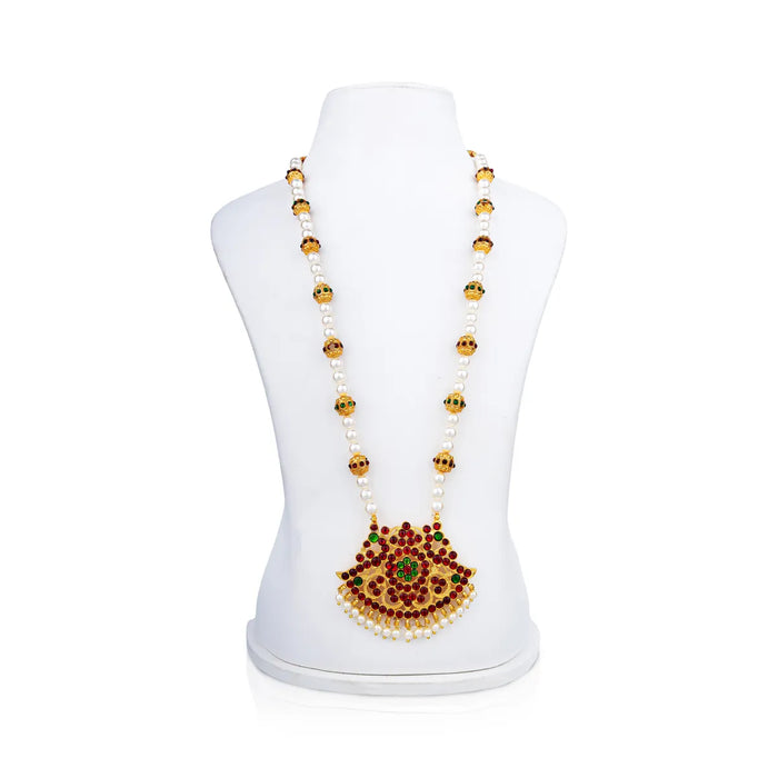 Kemp Moti Mala - 12.5 Inches | Pearl Mala/ Stone Design Bharatanatyam Jewellery for Dance