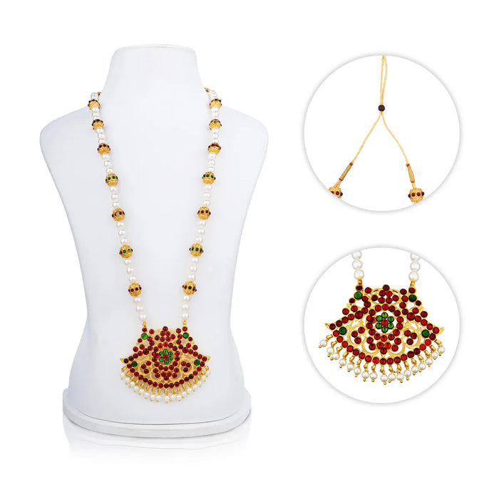 Kemp Moti Mala - 12.5 Inches | Pearl Mala/ Stone Design Bharatanatyam Jewellery for Dance