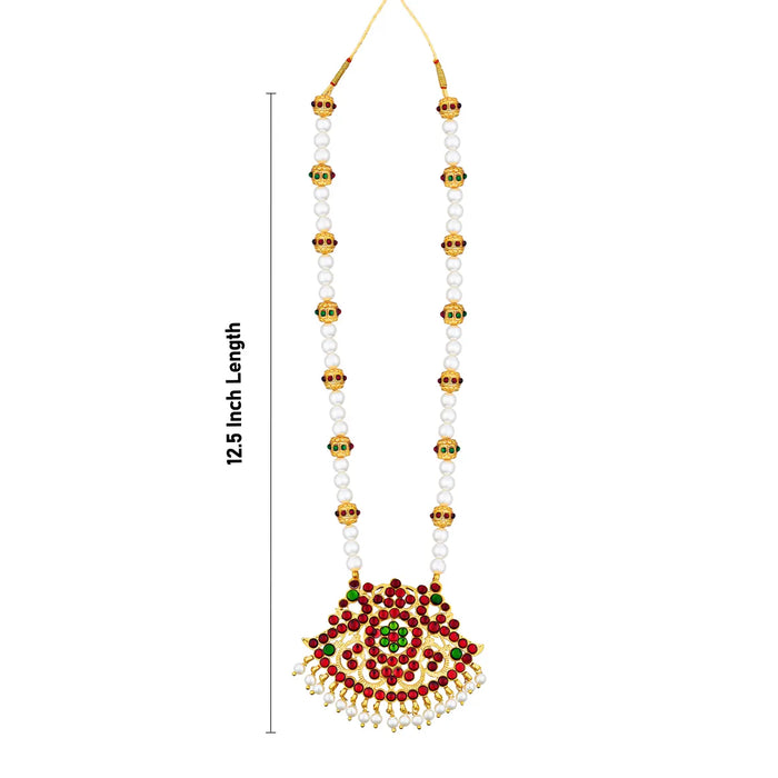 Kemp Moti Mala - 12.5 Inches | Pearl Mala/ Stone Design Bharatanatyam Jewellery for Dance