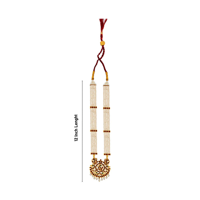Kemp Moti Haram - 12 Inches | 3 Line Moti Mala/ Kemp Jewellery for Bharatanatyam