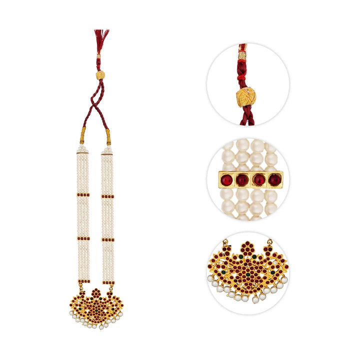 Moti Haram - 12 Inches | 3 Line Moti Mala/ Kemp Jewellery for Bharatanatyam