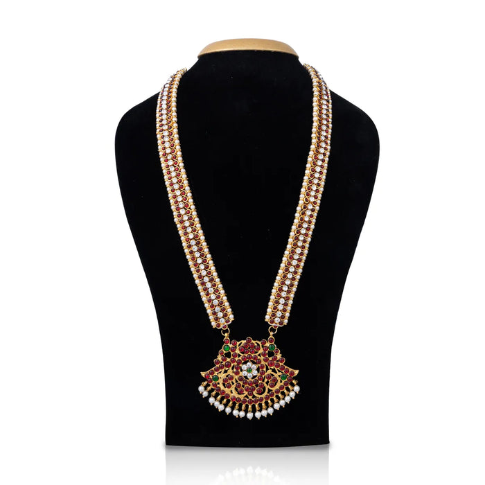 Multicolour Stone Haram - 12 Inches | Bharatanatyam Jewellery/ Kemp Artificial Jewelry For Dance