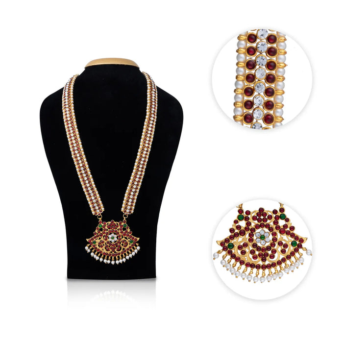 Multicolour Stone Haram - 12 Inches | Bharatanatyam Jewellery/ Kemp Artificial Jewelry For Dance