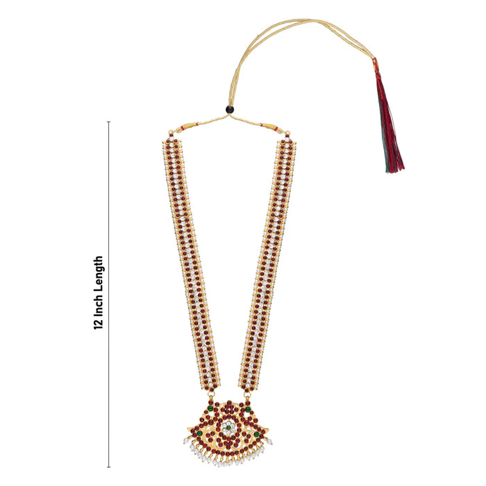 Multicolour Stone Haram - 12 Inches | Bharatanatyam Jewellery/ Kemp Artificial Jewelry For Dance