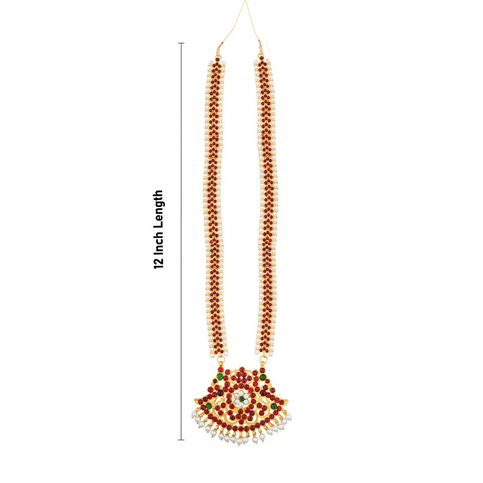 Kemp Necklace - 12 Inches | Temple Style Stone Necklace/ Bharatanatyam Jewellery for Dance