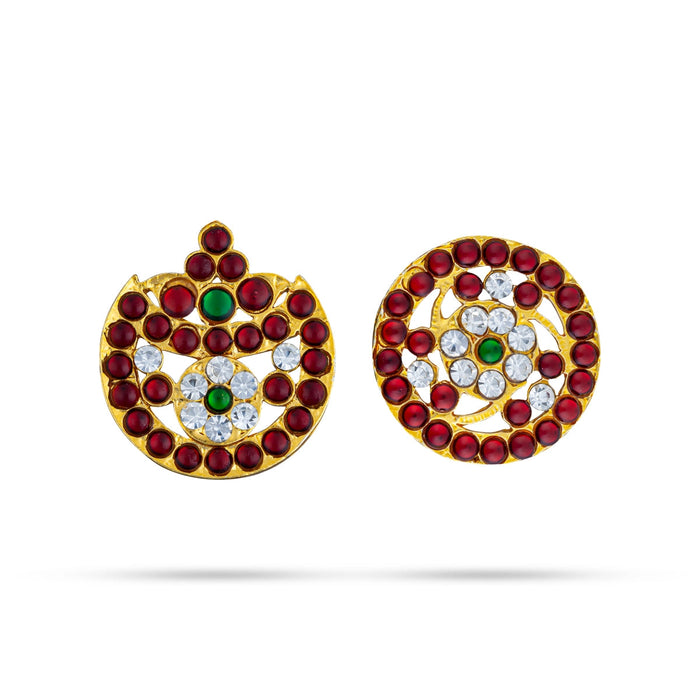 Kemp Sun And Moon Pair - 1 Inch Dia | Stone Jewellery/ Sun Moon Hair Accessories For Classical Dance