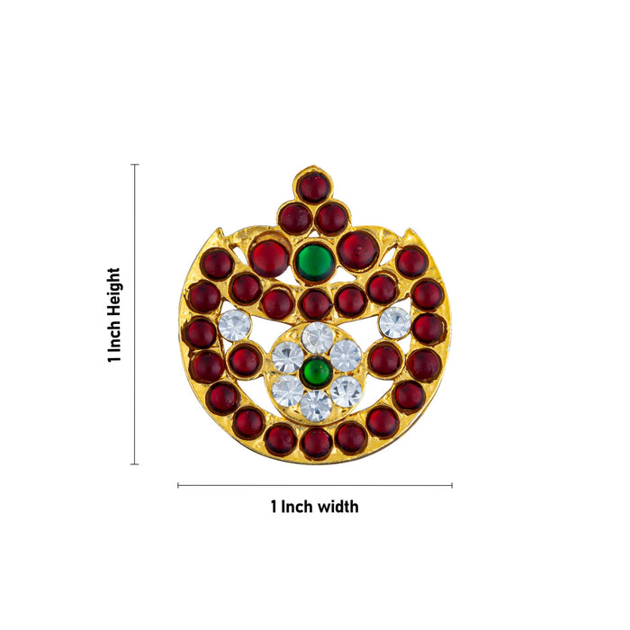 Kemp Sun And Moon Pair - 1 Inch Dia | Stone Jewellery/ Sun Moon Hair Accessories For Classical Dance