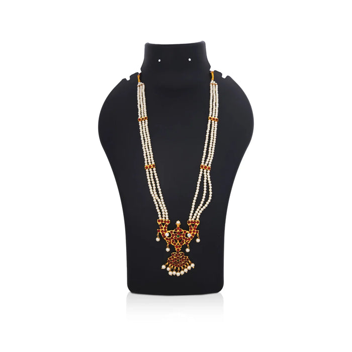 Moti Haram - 12 Inches | Kemp Jewellery/ 3 Line Moti Mala for Bharatanatyam