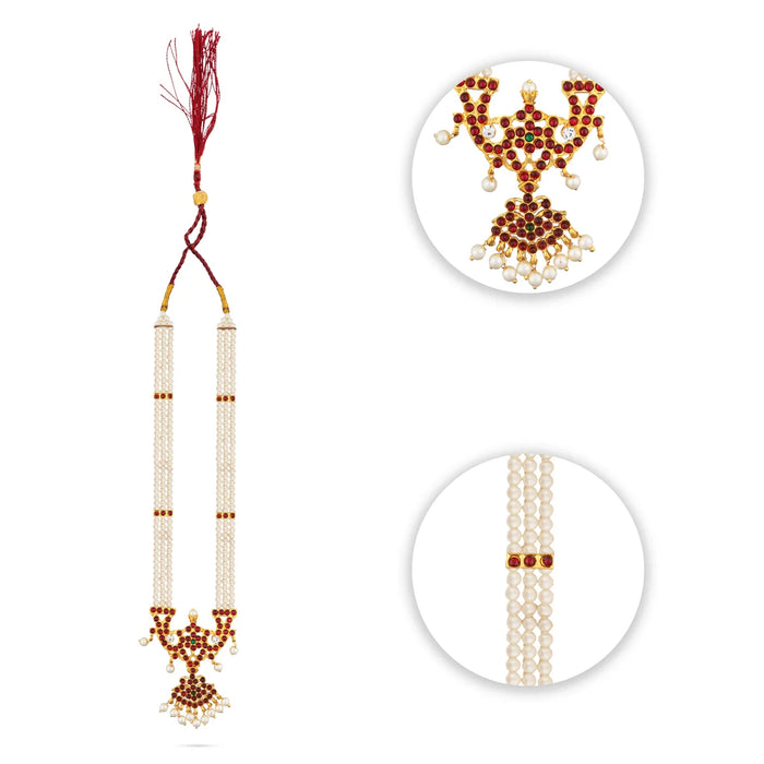 Moti Haram - 12 Inches | Kemp Jewellery/ 3 Line Moti Mala for Bharatanatyam