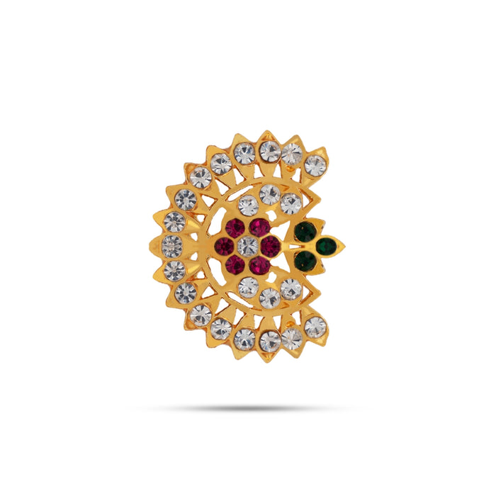 Sun And Moon Pair - 1.25 X 1.25 Inches | Multicolour Stone Jewellery/ Sun Moon Hair Accessories For Deity Decor