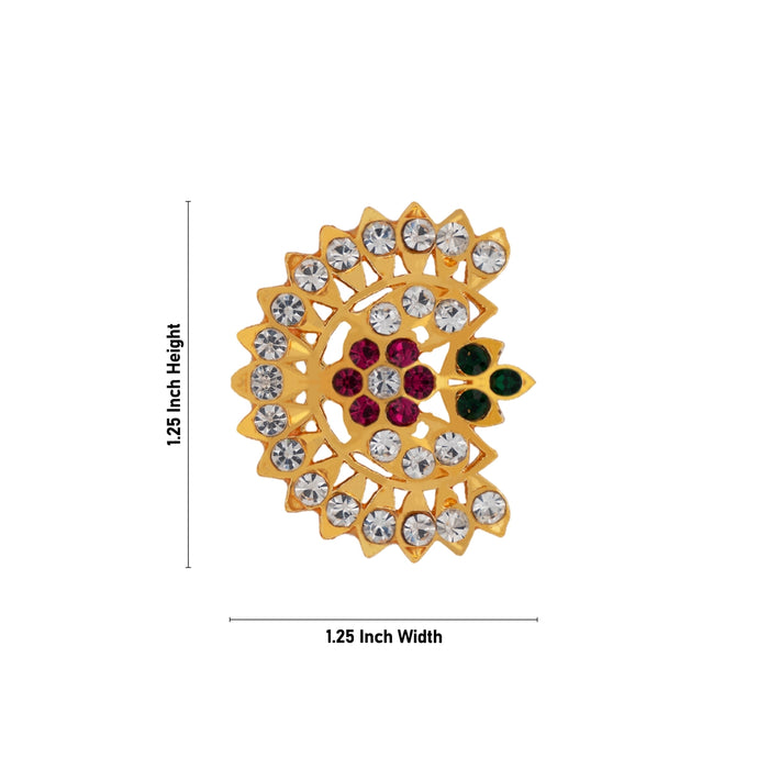 Sun And Moon Pair - 1.25 X 1.25 Inches | Multicolour Stone Jewellery/ Sun Moon Hair Accessories For Deity Decor