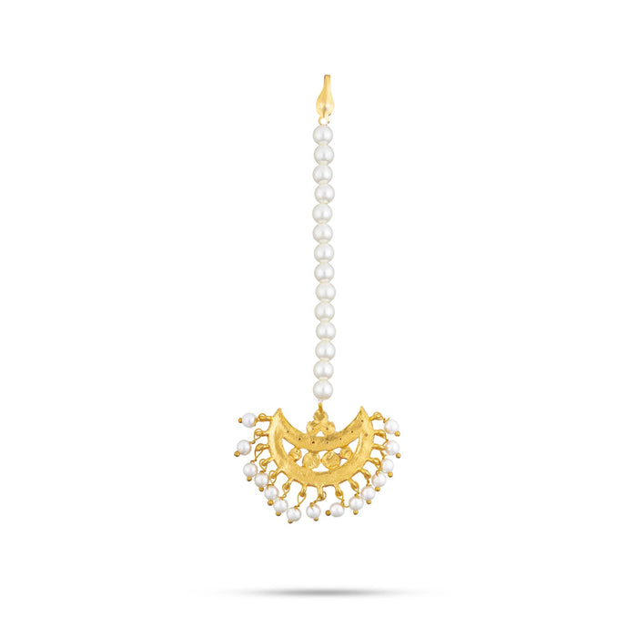 Kemp Nethi Chutti - 5.25 Inches | Stone Jewellery/ Moti Beads Artificial Jewelry/ 1 Line Maangtikka For Dance