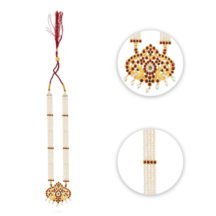 Kemp Moti Haram - 12 Inches | Kemp Jewellery/ 3 Line Moti Mala for Bharatanatyam