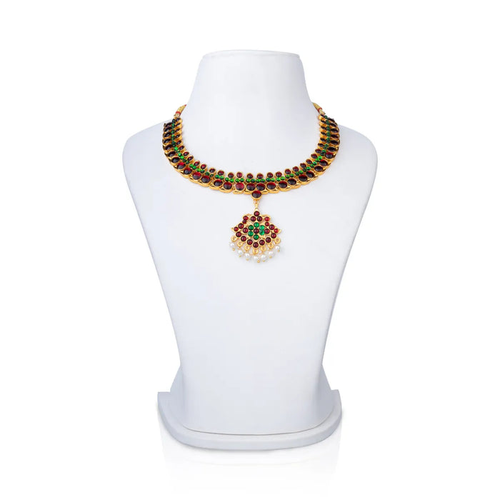 Mango Design Stone Necklace - 5 Inches | Artificial Jewelry/ Stone Jewellery For Classical Wear And Deity