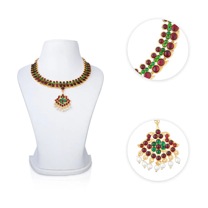 Mango Design Stone Necklace - 5 Inches | Artificial Jewelry/ Stone Jewellery For Classical Wear And Deity