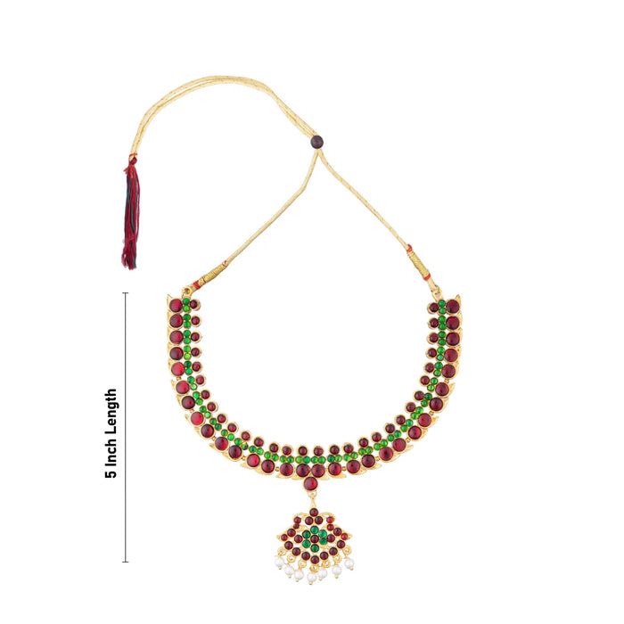 Mango Design Stone Necklace - 5 Inches | Artificial Jewelry/ Stone Jewellery For Classical Wear And Deity